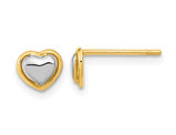 14K Yellow and White Gold Polished Heart Earrings